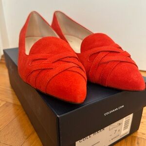 Cole Haan Women's Bright Red Suede Flats